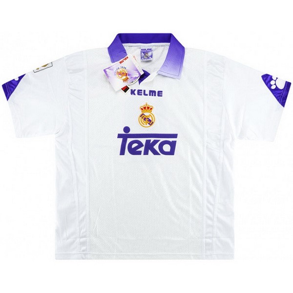 Camiseta Real Madrid Replica Primera Ropa Retro 1997 1998 Blanco